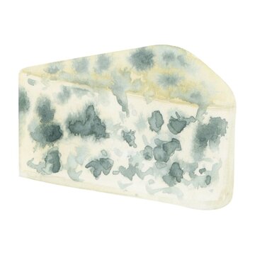 watercolor blue cheese wedge on white clip art preview