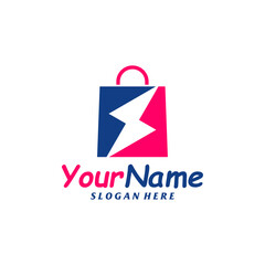 Thunder Shop Logo Design Template. Fast Shop logo concept vector. Creative Icon Symbol
