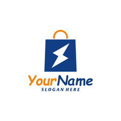 Thunder Shop Logo Design Template. Fast Shop logo concept vector. Creative Icon Symbol