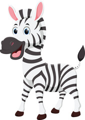 Fototapeta na wymiar Cartoon happy zebra isolated on white background