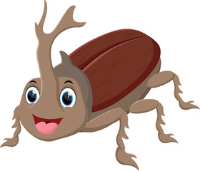 Cute beetle cartoon , isolated on white background