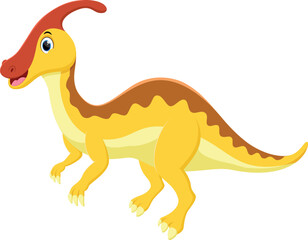 Cartoon parasaurolophus dinosaur isolated on white background