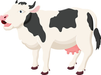 Cute Cow Cartoon standing on white background