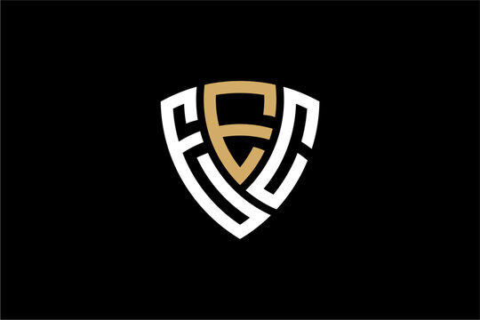 EEC creative letter shield logo design vector icon illustration