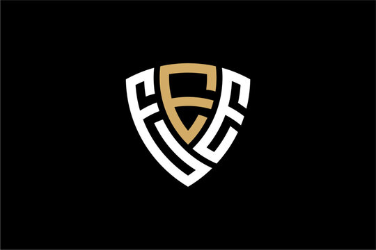 EEE creative letter shield logo design vector icon illustration
