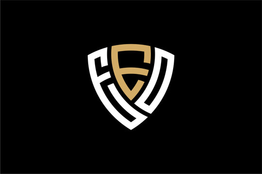EEO creative letter shield logo design vector icon illustration