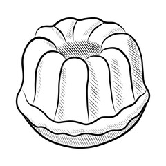 BLACK VECTOR ILLUSTRATION OF A CUPCAKE ISOLATED ON A WHITE BACKGROUND
