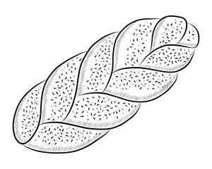 BLACK VECTOR ILLUSTRATION OF BUNS PIGTAILS ISOLATED ON WHITE BACKGROUND