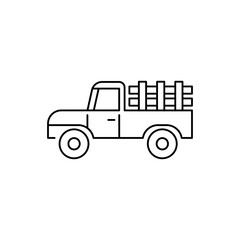 Farmer pickup truck linear icon. Editable stroke
