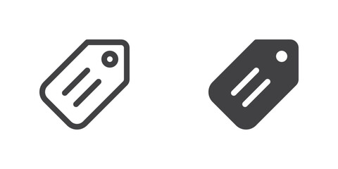 Price tag icon, line and glyph version