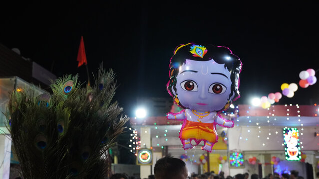 balloon of krishna in indian street fair hd.