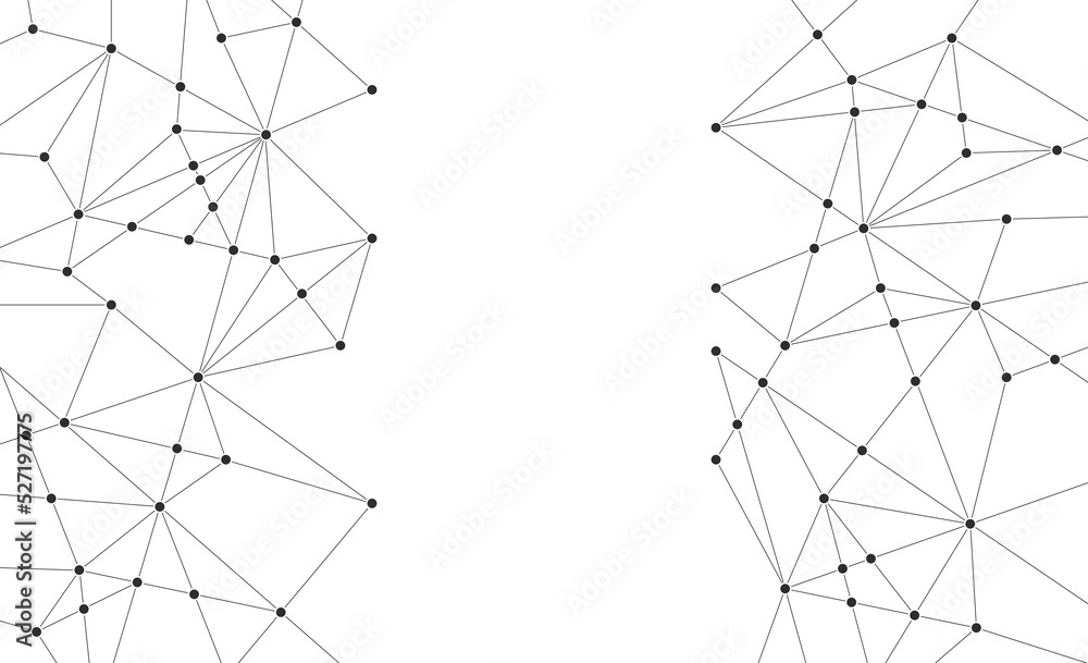Aufkleber Abstract polygon connected dots and lines background template. Network system information linked global graphic vector.