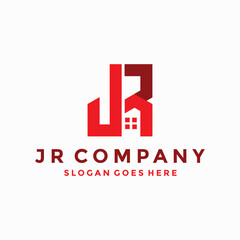 JR Letter home real estate red logo vector image