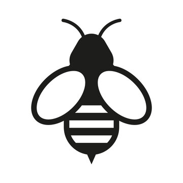 Bee black vector icon on white background