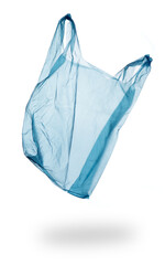 Obraz premium Blue plastic bag isolated on white background