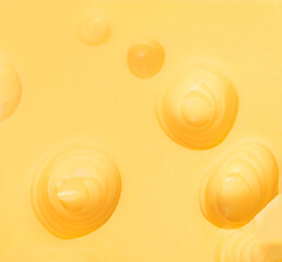 Cheese  texture as a background. Slices of cheese for burger with holes. Pattern, top view.