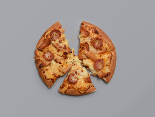 Small mini pizza ,Copy space. The view from the top. flat lay