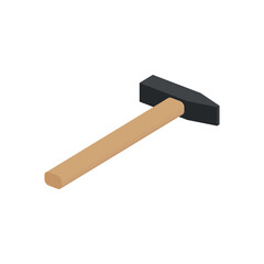 Color illustration of a hammer on a white background. Vector graphics. Design element for poster, banner, print, badge, icon, sticker. Workshop symbolism. Tool for work.