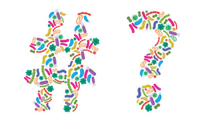 Symbol made of Bacteria isolated on white background, bacteria font. Vector illustration.