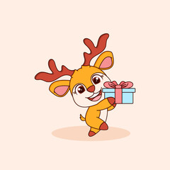 Cute deer mascot cartoon character.
