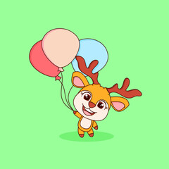 Cute deer mascot cartoon character.