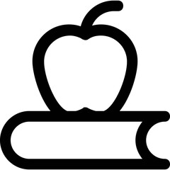 Apple on Book Vector Icon