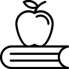 Apple on Book Vector Icon