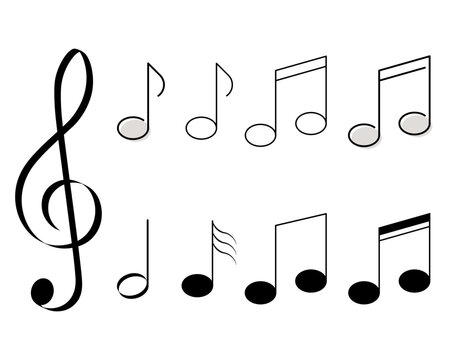 Set of music notation icons.