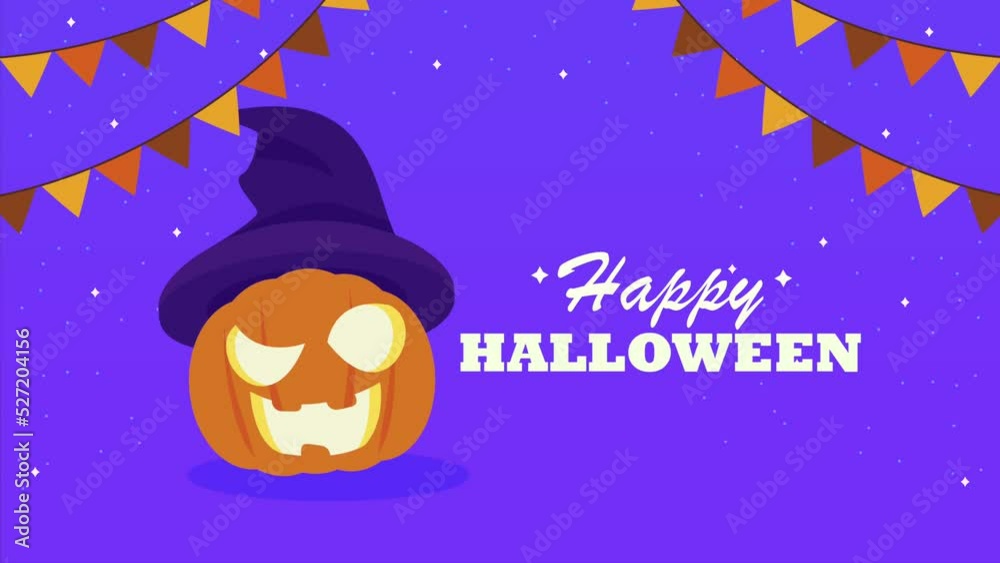 Canvas Prints happy halloween celebration lettering animation