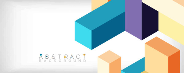 Obraz premium Abstract background. 3d cubes, cubic elements and blocks. Techno or business concept for wallpaper, banner, background, landing page