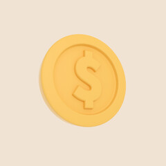 Coin 3d render icon. 3D illustrations.