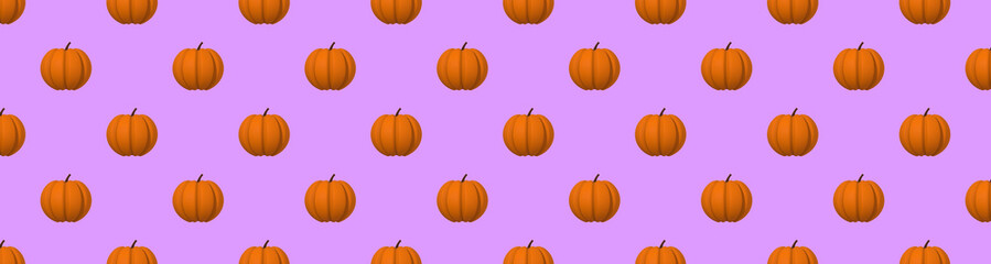 drawing images of pumpkins on a purple background. template for overlaying on the surface. Hellowin symbol. Banner for insertion into site. 3d rendering. 3d image