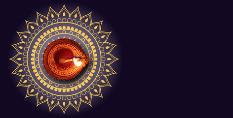 Diwali, Deepavali. Hindu Festival of lights celebration, India. Diya oil lamp