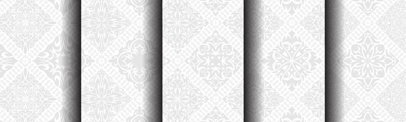classic gray ethnic pattern background bundle set
