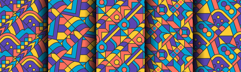 classic colorful abstract pattern background bundle set
