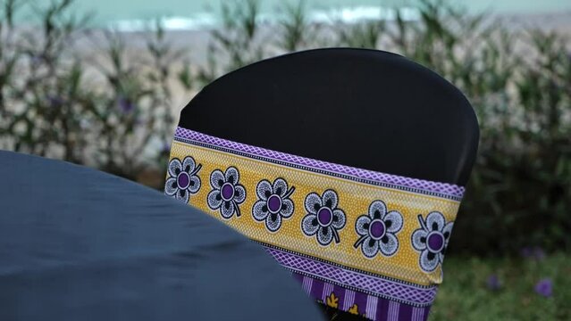 Seat Decorated With Colourful African Shuka Close up