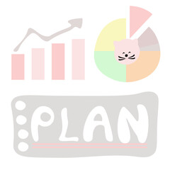 cute cat print in pastel colors hand drawn vector illustration