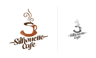 Vintage vector logo for restaurant food and drink, coffee Shop handwritten lettering logo, Vintage retro style, isolated on white background.