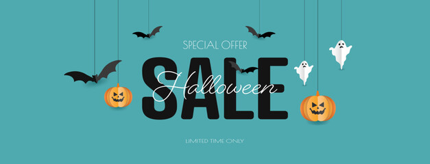 Halloween Sale banner. - obrazy, fototapety, plakaty