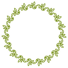 Fototapeta na wymiar Fresh Green Leaves Wreath Frame