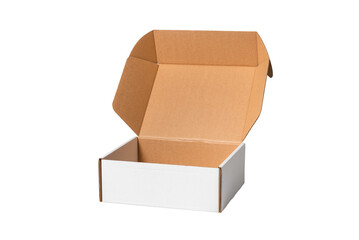 Empty brown carton cardboars box, isolated.