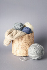 Fototapeta na wymiar Concept of cozy and relax hobby, knitting