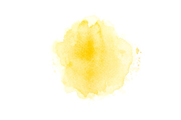 Yellow watercolor paint on white background
