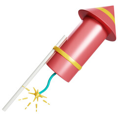 fireworks rocket 3d icon illustration - obrazy, fototapety, plakaty