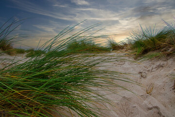 Ostsee - Meer - Warnemünde - Seascape - Beach - Sunset - Baltic Sea Vacation Coast - Tourism -Holiday - Background - Sunrise over sea - High quality photo - obrazy, fototapety, plakaty