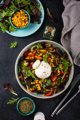 Burrata cheese with vegetable salad