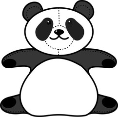 Toy panda. Drawing for children.