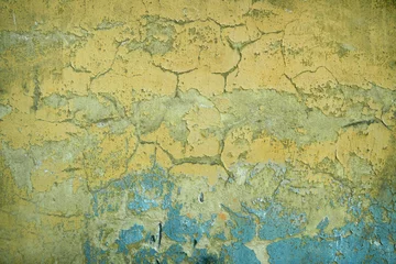 Stof per meter Verweerde muur Crack muur baksteen gips textuur. Oude abstracte gebroken architectuurachtergrond. Gekrast stucwerk. Voor spandoek en behang.