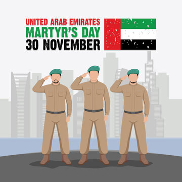 UAE Martyr's Day Vector Illustration. Suitable for greeting card poster and banner. Translation : Happy UAE Martyr's Day 