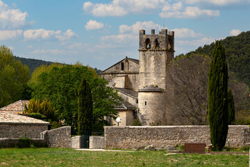 View of the old church of Vaison la Romaine village in Provence, France